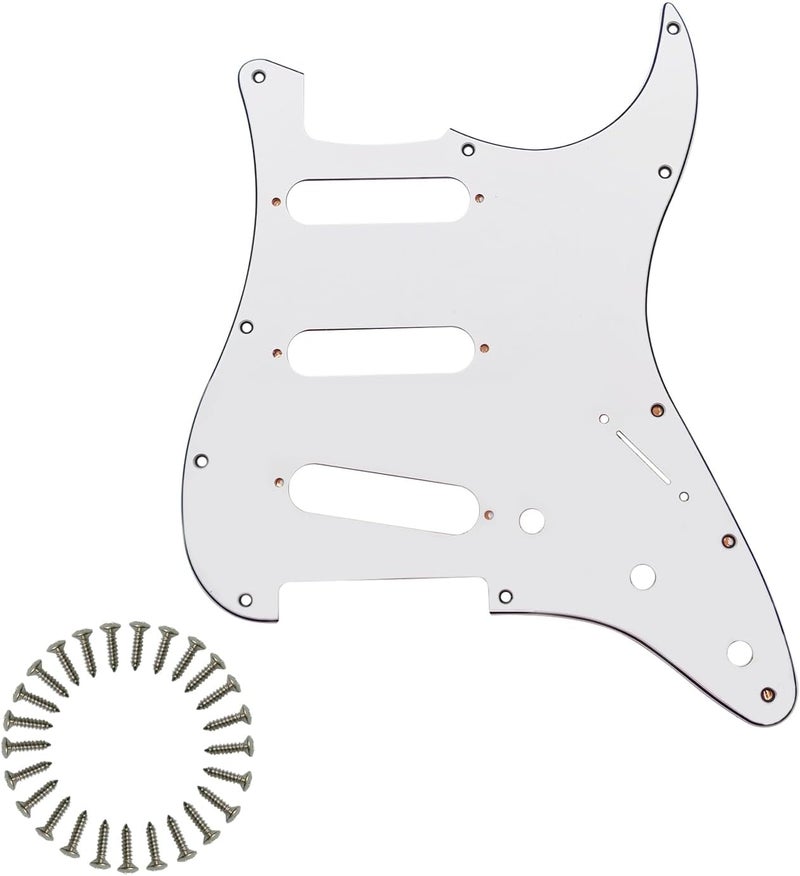 phrilam Store SSS 11 Hole Copper foil Strat Pickguard ST Pick Guard Scratch Plate for Fender USA/Mexican Standard Stratocaster Modern Style Electric Guitar,White 3ply - Image 1